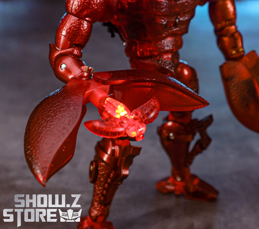 Red translucent robot showing internal mechanical details Red translucent robot showing internal mechanical details