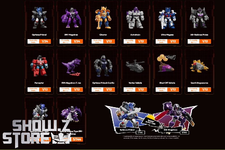 Grid display of 12 Blokees Transformers Defender robots in various colors Grid display of 12 Blokees Transformers Defender robots in various colors