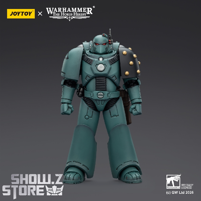 JoyToy Sons of Horus MKVI Tactical Legionary teal armor front JoyToy Sons of Horus MKVI Tactical Legionary teal armor front