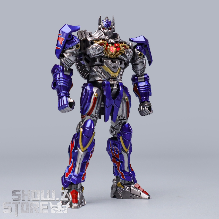 Blue robot knight with large sword and detailed armor components Blue robot knight with large sword and detailed armor components
