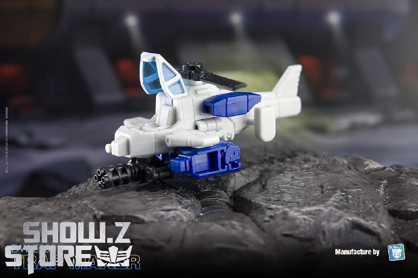 Dr.Wu transformer aircraft figure white fuselage blue accent panels Dr.Wu transformer aircraft figure white fuselage blue accent panels