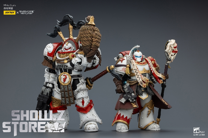 JT03486 duo action JoyToy Warhammer 40K 1/18 figures – JT03486 White Scars Legion Praetor action pose with another figure