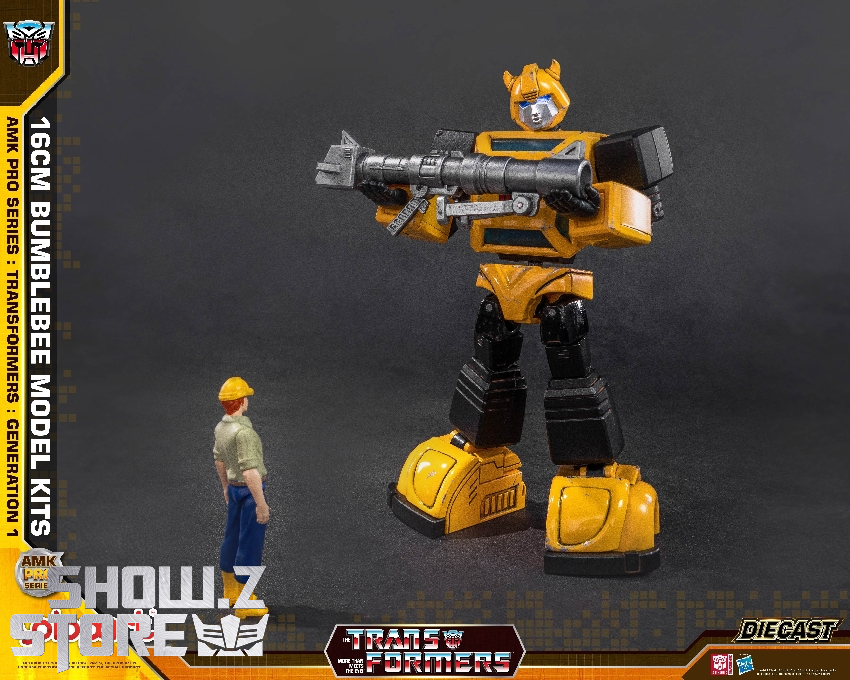 Bumblebee robot with weapons and disassembled parts shown Bumblebee robot with weapons and disassembled parts shown