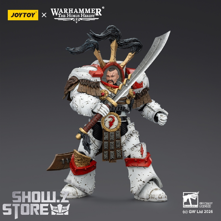 JoyToy Warhammer 40K White Scars Praetor heavy armor front view JoyToy Warhammer 40K White Scars Praetor heavy armor front view