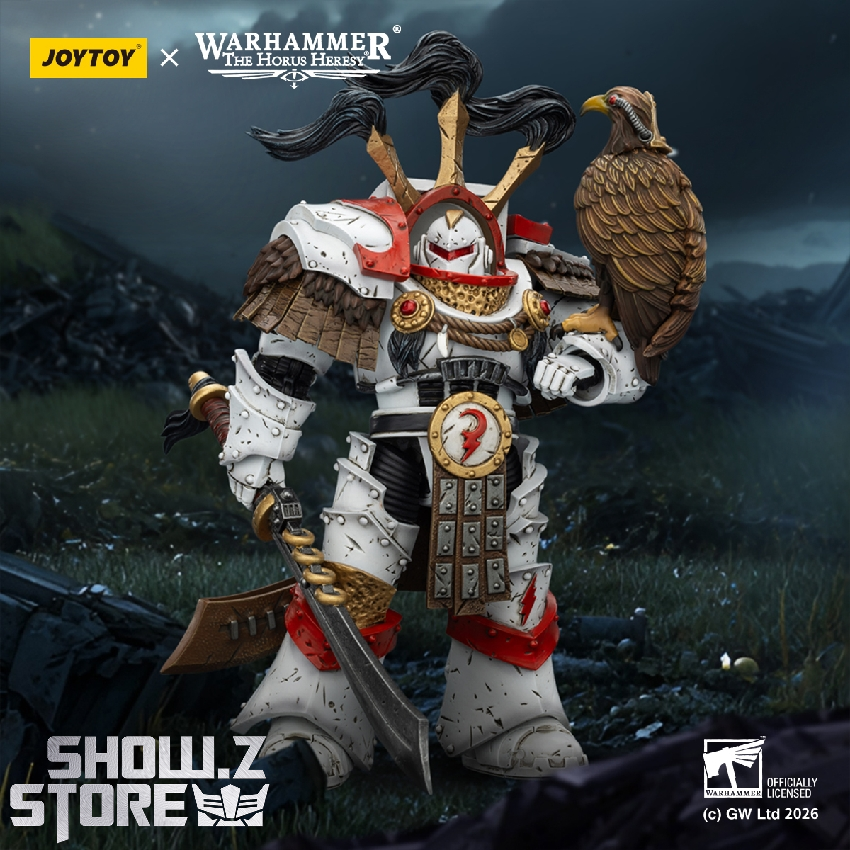 JT03486 promo scene JoyToy JT03486 Warhammer 40K White Scars Legion Praetor (Cataphractii) 1/18 figure – promo scene with Cyber Hawk and sword