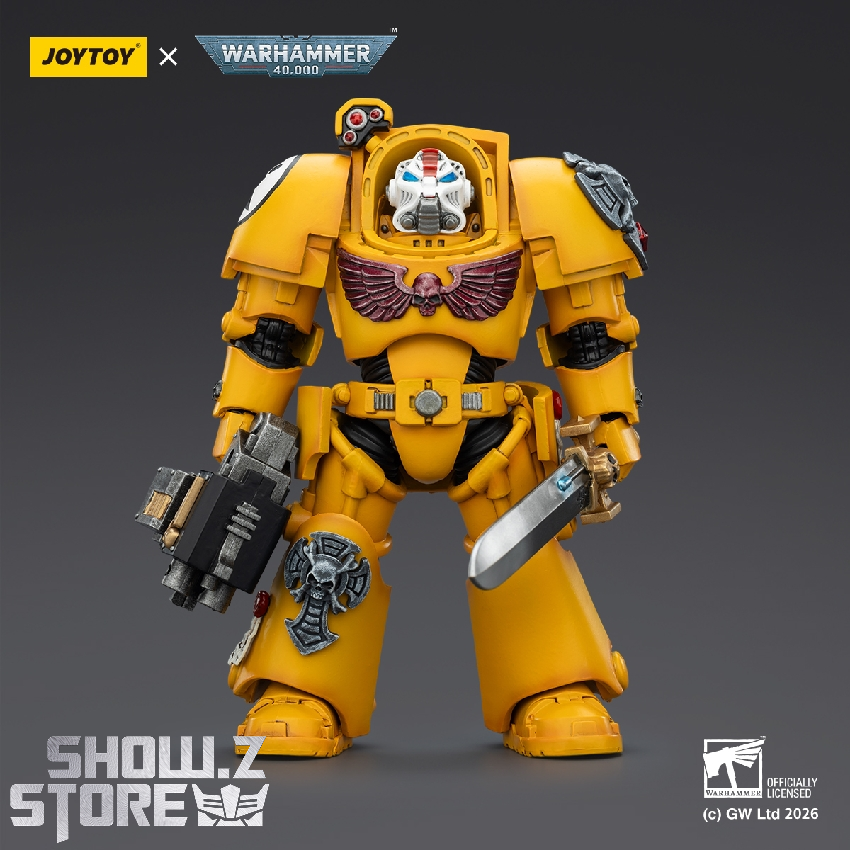 JoyToy 1/18 Imperial Fists Terminator front pose with storm bolter JoyToy 1/18 Imperial Fists Terminator front pose with storm bolter
