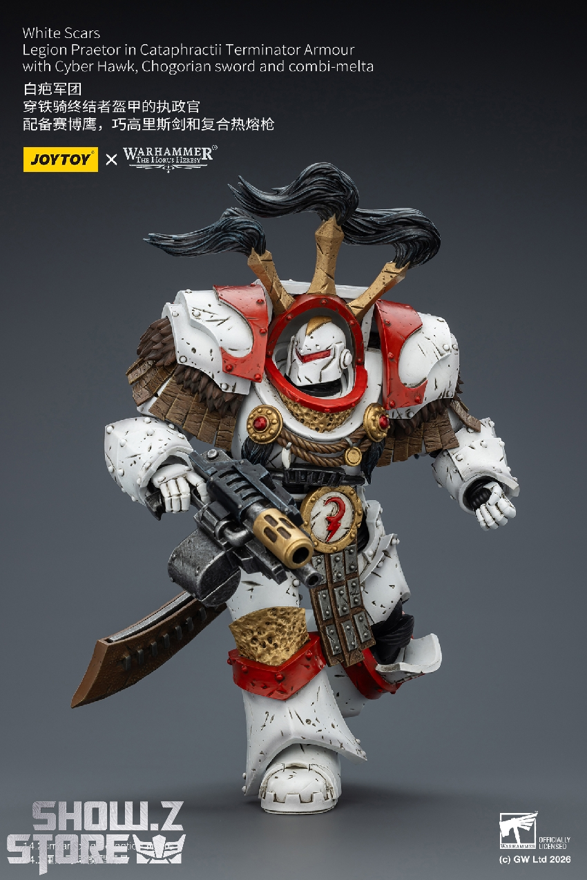JT03486 running pose JoyToy JT03486 Warhammer 40K White Scars Legion Praetor 1/18 figure – running action pose with combi-melta