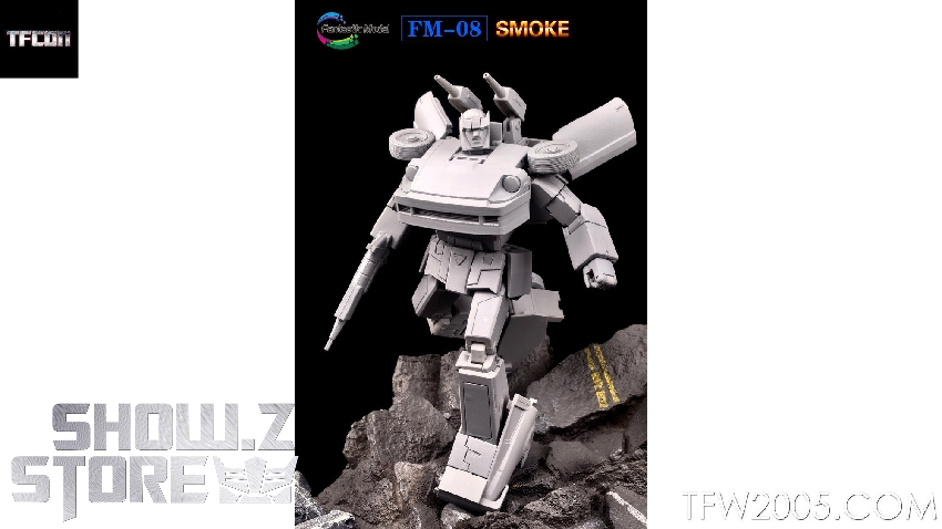 FM-08 Smoke robot on rocky terrain with large cannon weapon FM-08 Smoke robot on rocky terrain with large cannon weapon