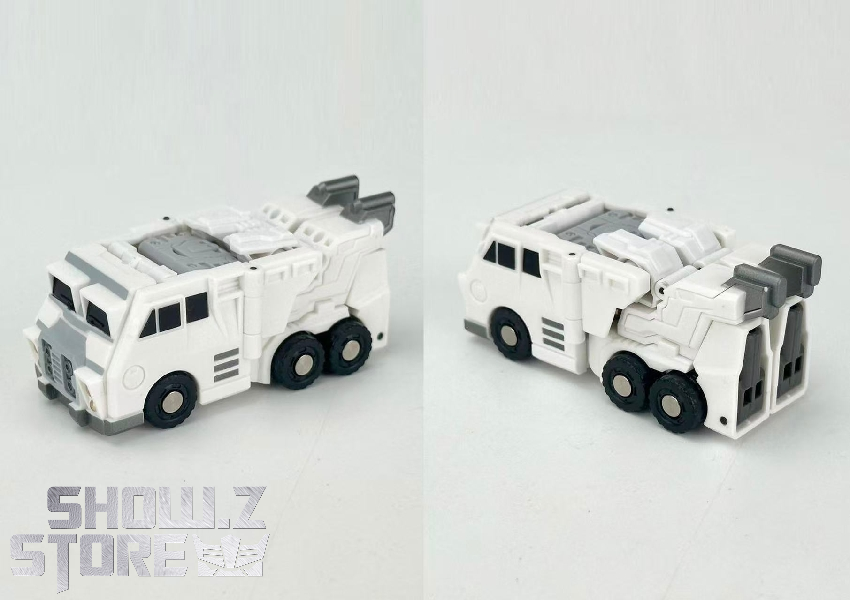 MB-20B white and blue transport vehicles in vehicle mode display MB-20B white and blue transport vehicles in vehicle mode display