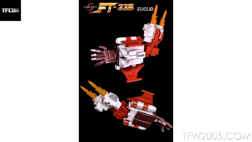 Red white robot showing transformation jet mode Red white robot showing transformation jet mode