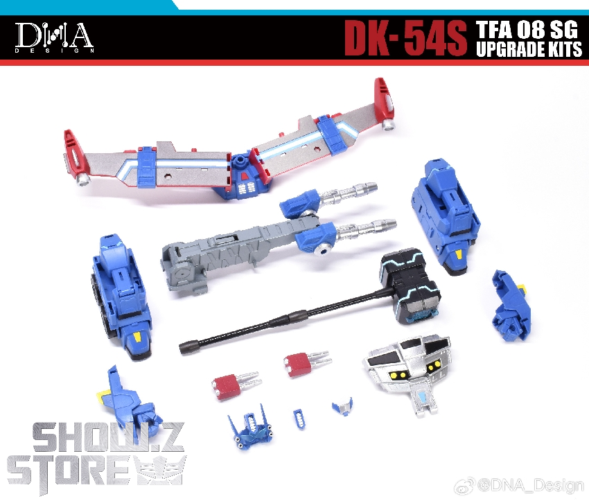 DNA Design DK-54S upgrade kit components laid out including weapons and armor parts DNA Design DK-54S upgrade kit components laid out including weapons and armor parts