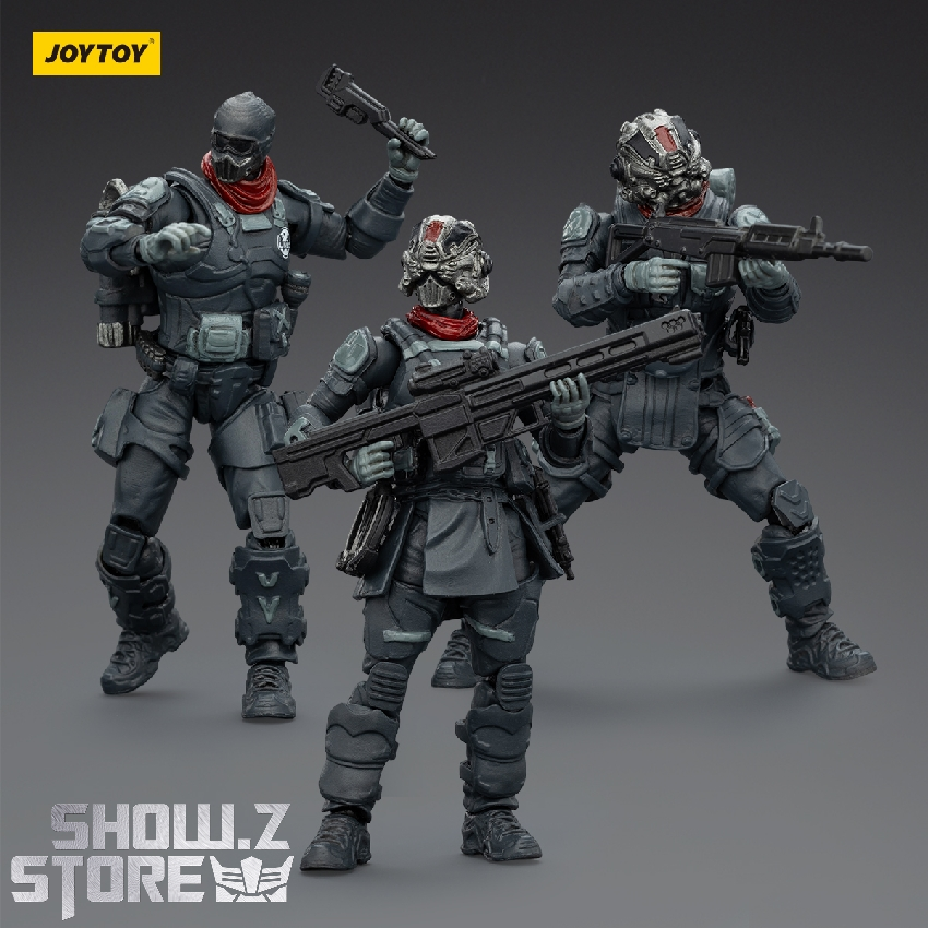 JoyToy 1/25 Dark Source UNSC Faceless Squad soldiers with weapons on gray background JoyToy 1/25 Dark Source UNSC Faceless Squad soldiers with weapons on gray background