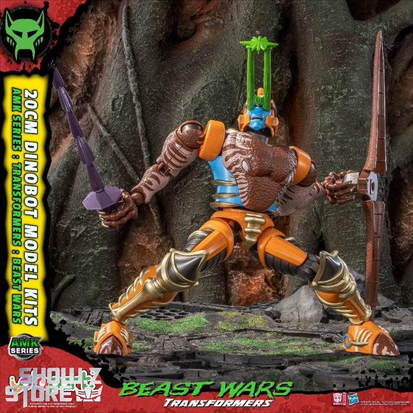 Dinobot in motion with extended weapon and armor display Dinobot in motion with extended weapon and armor display