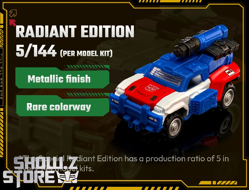 Blokees Radiant Edition 5/144 scale Transformers model kit in blue and red colors Blokees Radiant Edition 5/144 scale Transformers model kit in blue and red colors