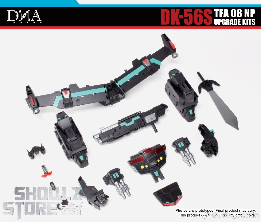 DNA Design DK-56S TFA 08 NP upgrade kit components laid out display DNA Design DK-56S TFA 08 NP upgrade kit components laid out display