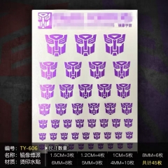 Transformers Autobots Waterslide Decal Purple Edition Metallic Foil Transformers Autobots Waterslide Decal Purple Edition Metallic Foil