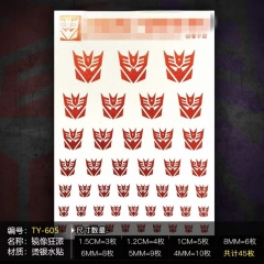 Transformers Decepticon Waterslide Decal Red Edition Metallic Foil Transformers Decepticon Waterslide Decal Red Edition Metallic Foil