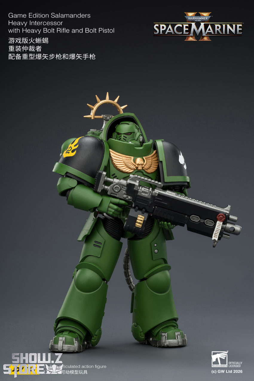 JoyToy JT03677 1/18 Warhammer 40K Game Edition Salamanders Heavy Intercessor with Heavy Bolt Rifle and Bolt Pistol - View 3 JoyToy JT03677 1/18 Warhammer 40K Game Edition Salamanders Heavy Intercessor with Heavy Bolt Rifle and Bolt Pistol - View 3