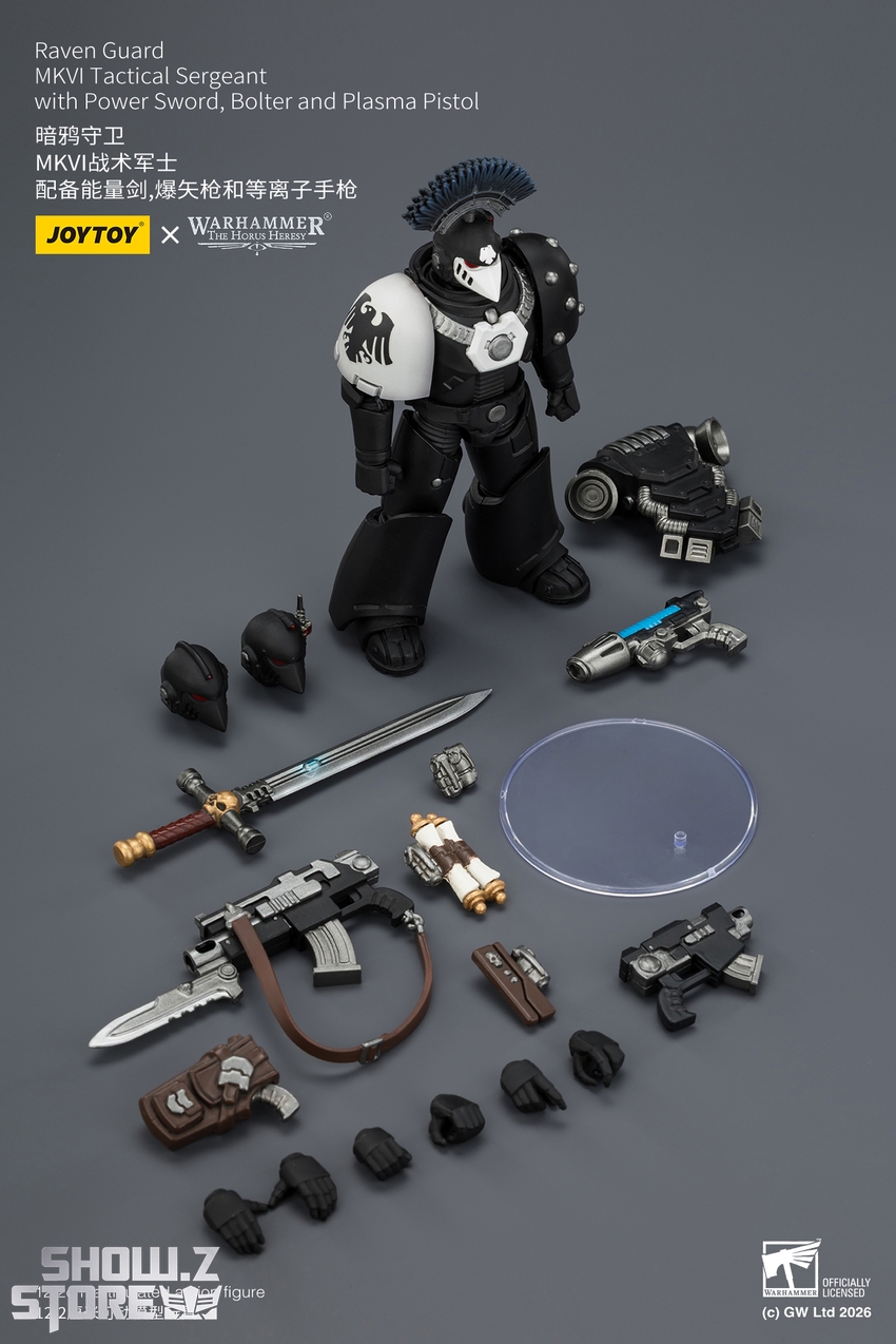 JoyToy JT03950 1/18 Warhammer The Horus Heresy Raven Guard MkVI Tactical Sergeant with Power Sword, Bolter and Plasma Pistol - View 10 JoyToy JT03950 1/18 Warhammer The Horus Heresy Raven Guard MkVI Tactical Sergeant with Power Sword, Bolter and Plasma Pistol - View 10