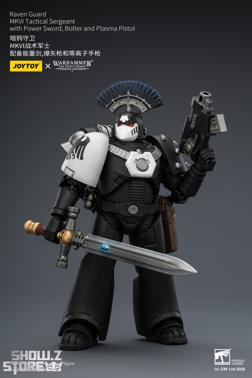 JoyToy JT03950 1/18 Warhammer The Horus Heresy Raven Guard MkVI Tactical Sergeant with Power Sword, Bolter and Plasma Pistol - View 3 JoyToy JT03950 1/18 Warhammer The Horus Heresy Raven Guard MkVI Tactical Sergeant with Power Sword, Bolter and Plasma Pistol - View 3