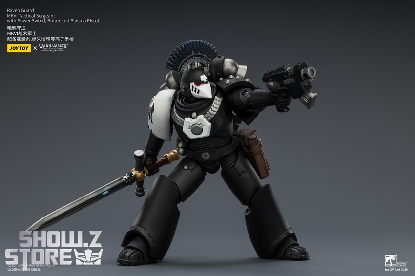 JoyToy JT03950 1/18 Warhammer The Horus Heresy Raven Guard MkVI Tactical Sergeant with Power Sword, Bolter and Plasma Pistol - View 5 JoyToy JT03950 1/18 Warhammer The Horus Heresy Raven Guard MkVI Tactical Sergeant with Power Sword, Bolter and Plasma Pistol - View 5