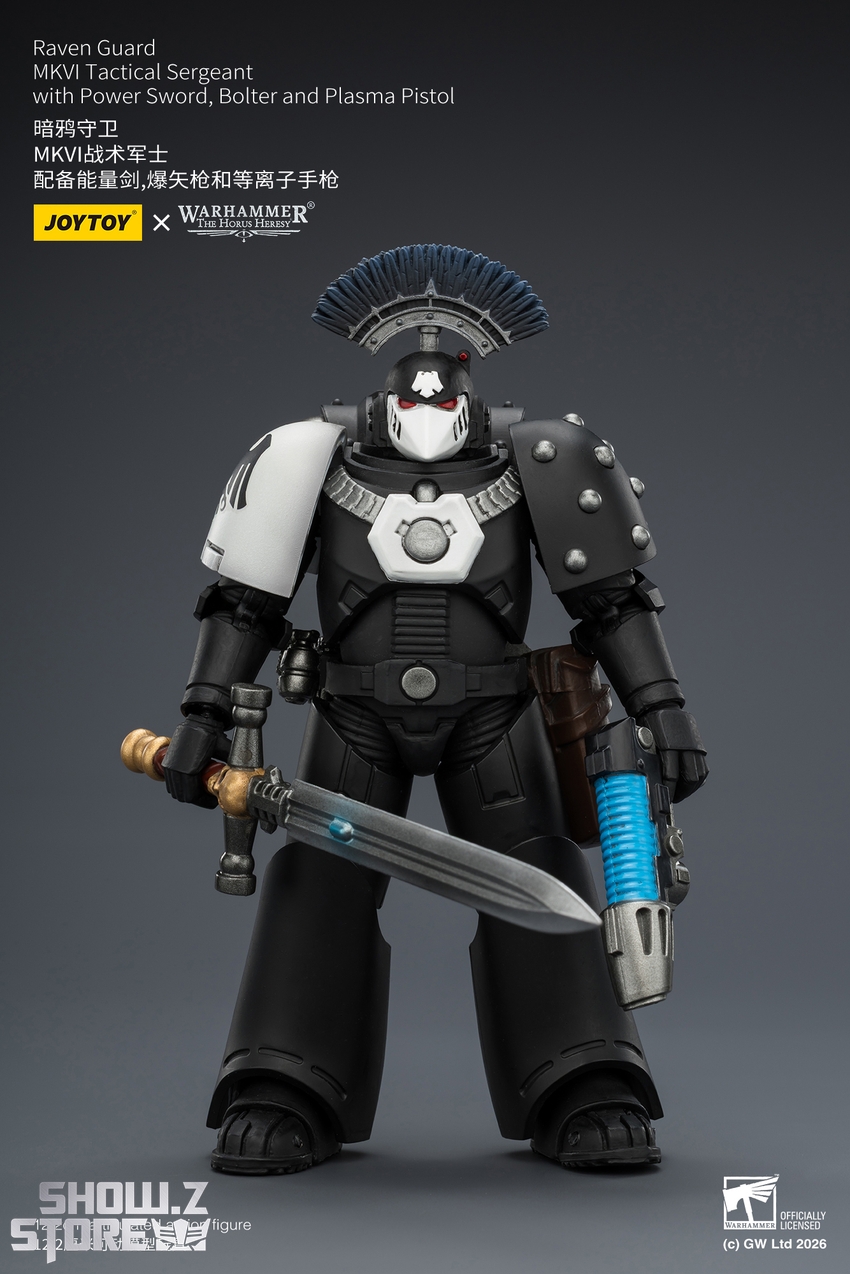 JoyToy JT03950 1/18 Warhammer The Horus Heresy Raven Guard MkVI Tactical Sergeant with Power Sword, Bolter and Plasma Pistol - View 2 JoyToy JT03950 1/18 Warhammer The Horus Heresy Raven Guard MkVI Tactical Sergeant with Power Sword, Bolter and Plasma Pistol - View 2