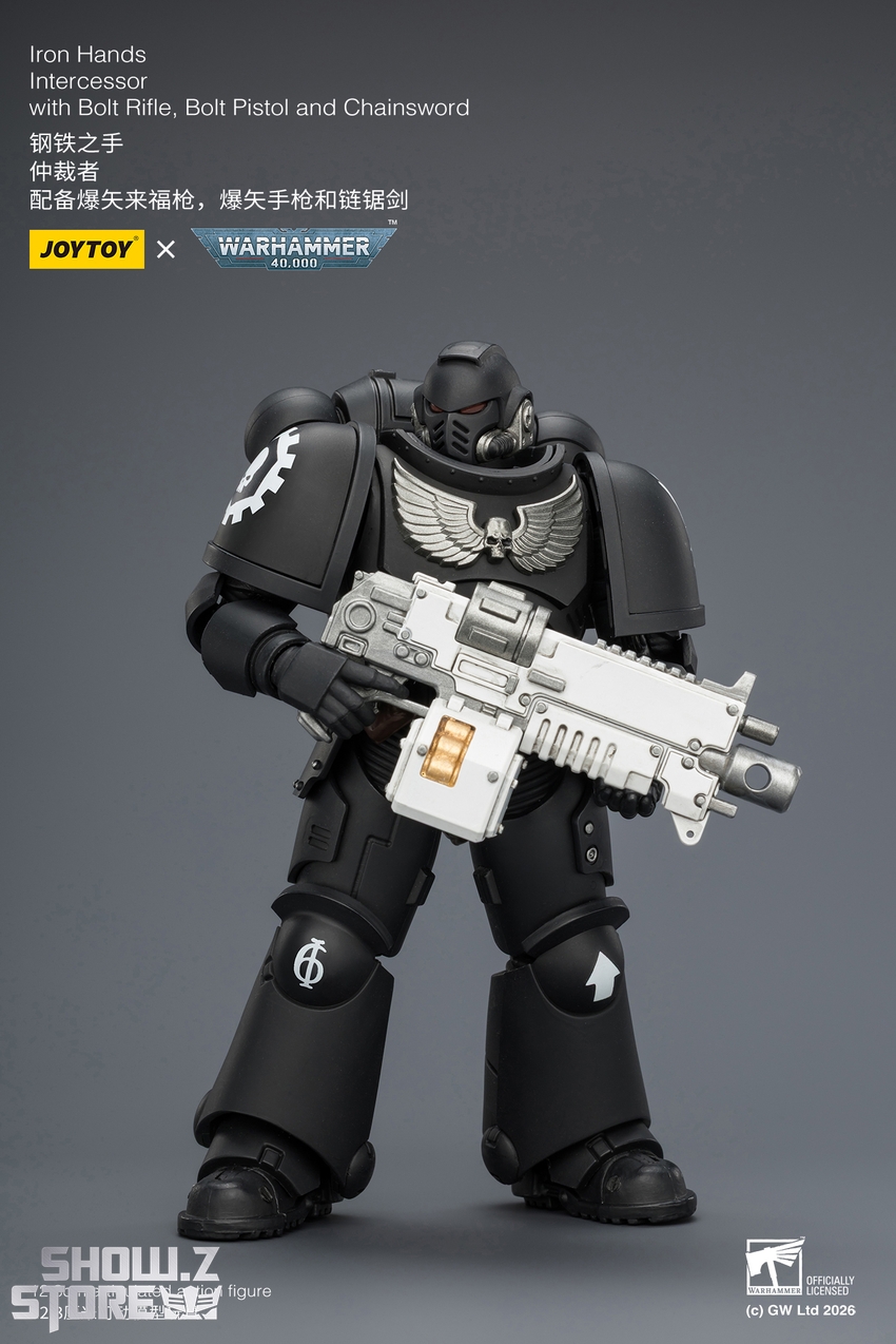 JoyToy JT03837 1/18 Warhammer 40K Iron Hands Intercessor with Bolt Rifle, Bolt Pistol and Chainsword - View 3 JoyToy JT03837 1/18 Warhammer 40K Iron Hands Intercessor with Bolt Rifle, Bolt Pistol and Chainsword - View 3