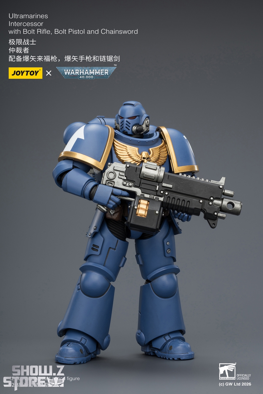 JoyToy JT03813 1/18 Warhammer 40K Ultramarines Intercessor with Bolt Rifle, Bolt Pistol and Chainsword - View 3 JoyToy JT03813 1/18 Warhammer 40K Ultramarines Intercessor with Bolt Rifle, Bolt Pistol and Chainsword - View 3