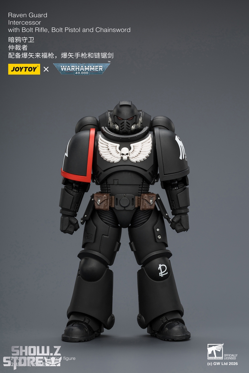 JoyToy JT03899 1/18 Warhammer 40K Raven Guard Intercessor with Bolt Rifle, Bolt Pistol and Chainsword - View 1 JoyToy JT03899 1/18 Warhammer 40K Raven Guard Intercessor with Bolt Rifle, Bolt Pistol and Chainsword - View 1