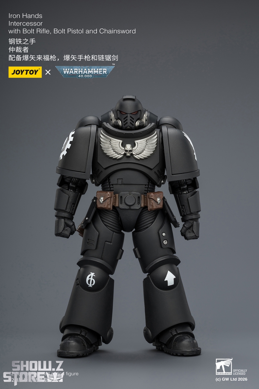 JoyToy JT03837 1/18 Warhammer 40K Iron Hands Intercessor with Bolt Rifle, Bolt Pistol and Chainsword - View 1 JoyToy JT03837 1/18 Warhammer 40K Iron Hands Intercessor with Bolt Rifle, Bolt Pistol and Chainsword - View 1