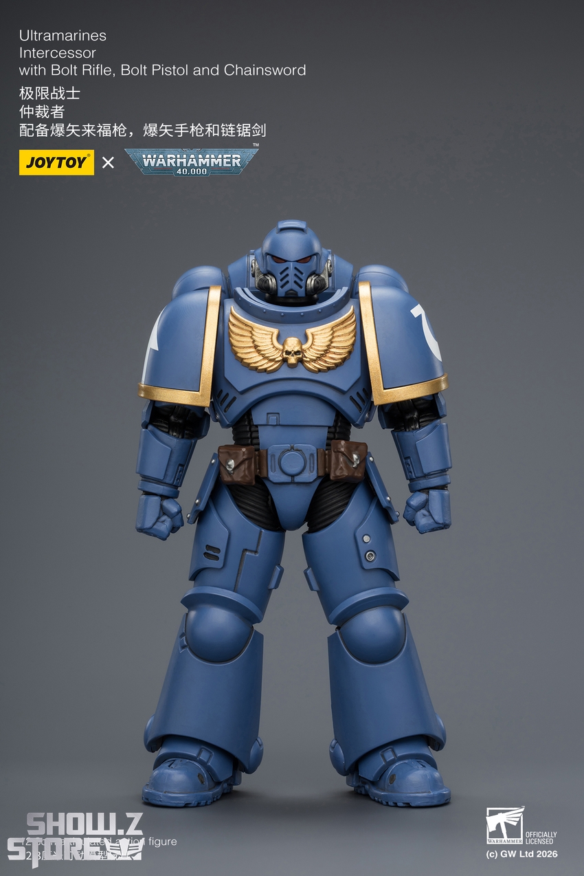 JoyToy JT03813 1/18 Warhammer 40K Ultramarines Intercessor with Bolt Rifle, Bolt Pistol and Chainsword - View 1 JoyToy JT03813 1/18 Warhammer 40K Ultramarines Intercessor with Bolt Rifle, Bolt Pistol and Chainsword - View 1