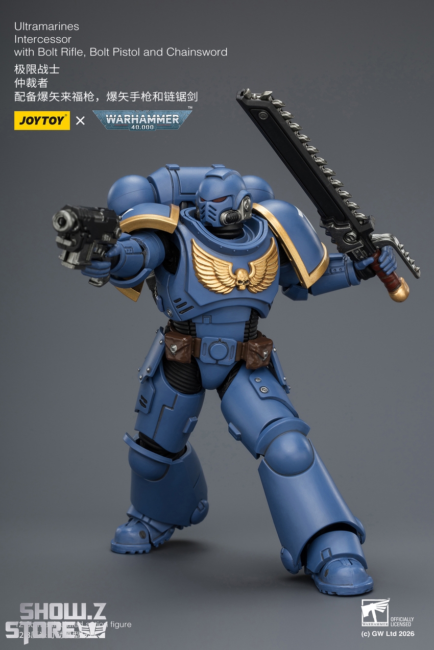JoyToy JT03813 1/18 Warhammer 40K Ultramarines Intercessor with Bolt Rifle, Bolt Pistol and Chainsword - View 9 JoyToy JT03813 1/18 Warhammer 40K Ultramarines Intercessor with Bolt Rifle, Bolt Pistol and Chainsword - View 9