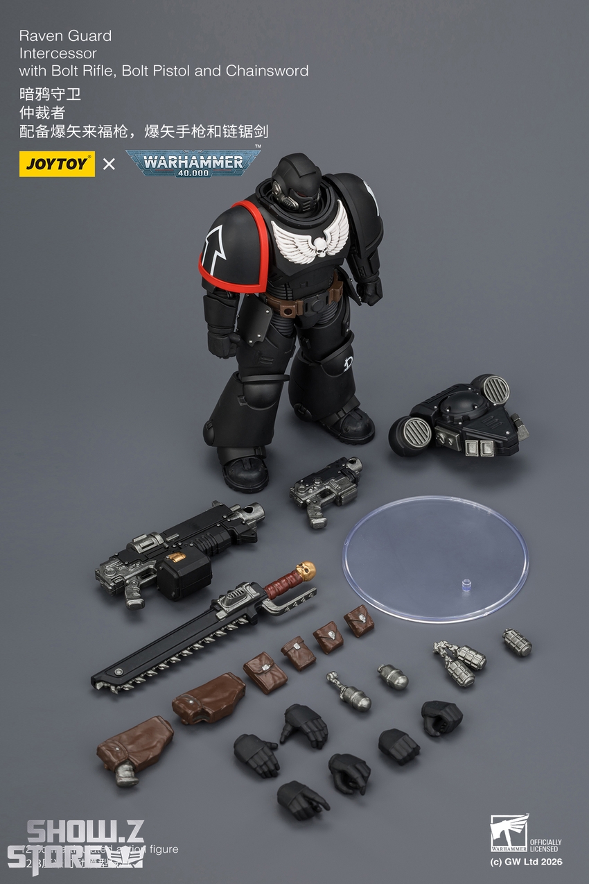 JoyToy JT03899 1/18 Warhammer 40K Raven Guard Intercessor with Bolt Rifle, Bolt Pistol and Chainsword - View 10 JoyToy JT03899 1/18 Warhammer 40K Raven Guard Intercessor with Bolt Rifle, Bolt Pistol and Chainsword - View 10