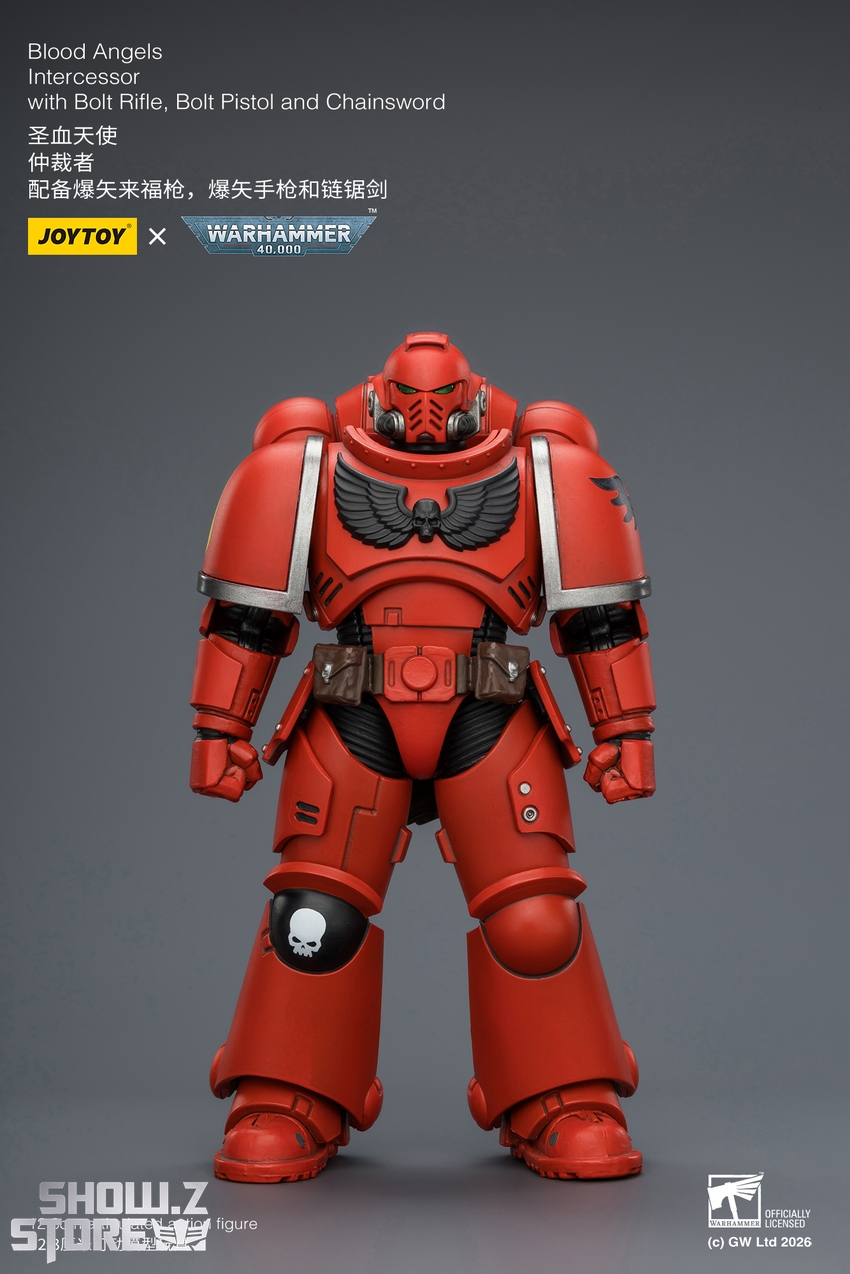 JoyToy JT03820 1/18 Warhammer 40K Blood Angels Intercessor with Bolt Rifle, Bolt Pistol and Chainsword - View 1 JoyToy JT03820 1/18 Warhammer 40K Blood Angels Intercessor with Bolt Rifle, Bolt Pistol and Chainsword - View 1