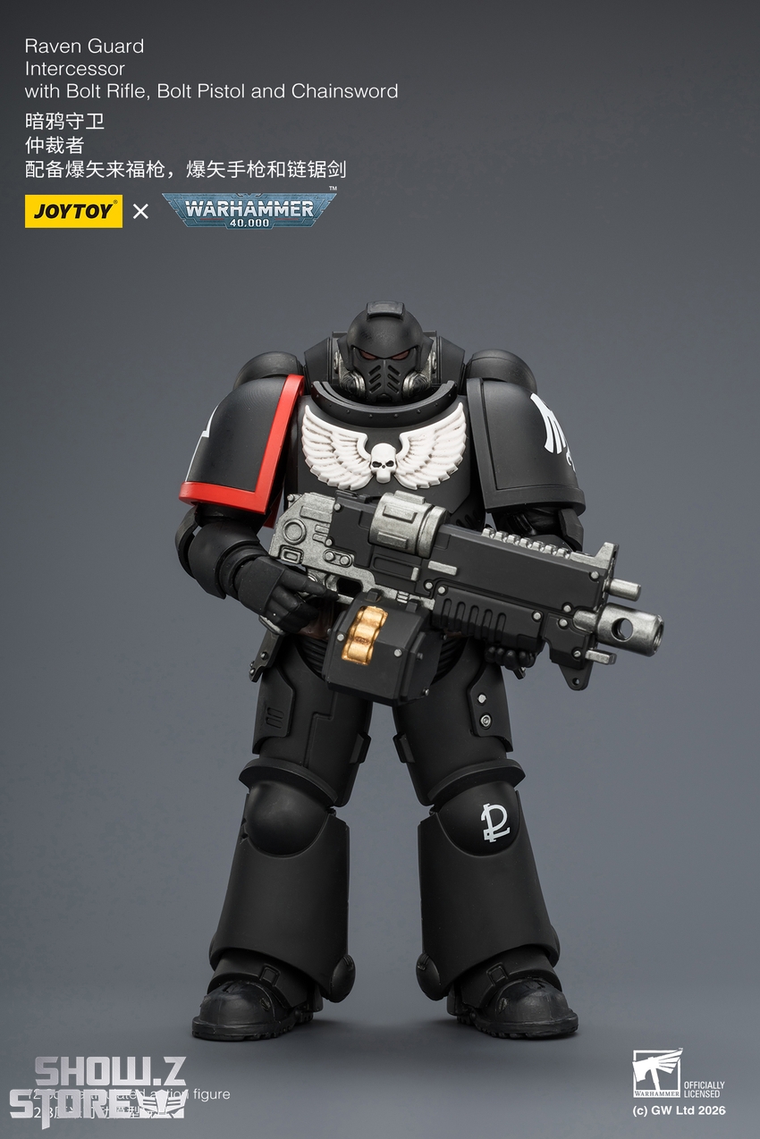 JoyToy JT03899 1/18 Warhammer 40K Raven Guard Intercessor with Bolt Rifle, Bolt Pistol and Chainsword - View 2 JoyToy JT03899 1/18 Warhammer 40K Raven Guard Intercessor with Bolt Rifle, Bolt Pistol and Chainsword - View 2