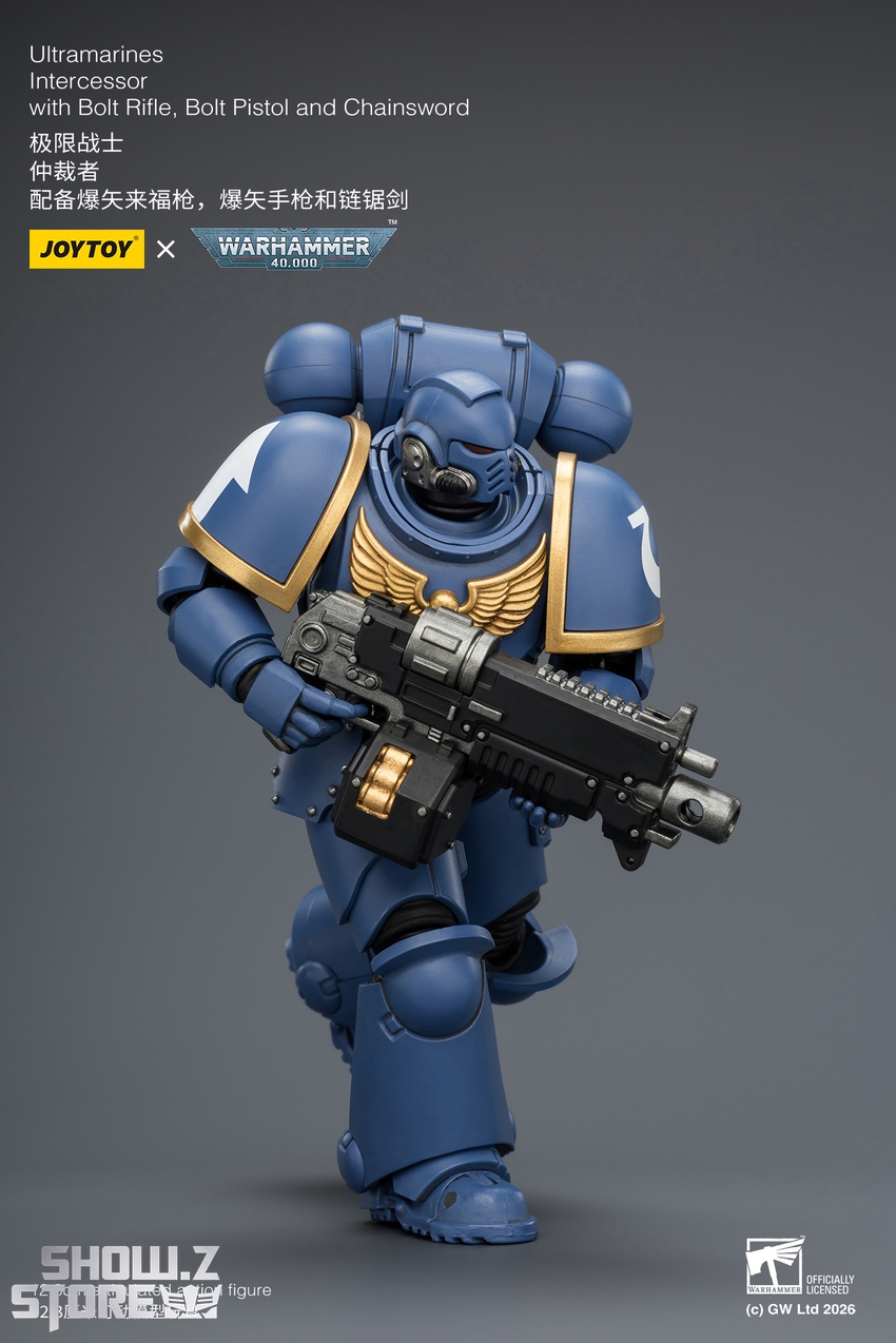 JoyToy JT03813 1/18 Warhammer 40K Ultramarines Intercessor with Bolt Rifle, Bolt Pistol and Chainsword - View 6 JoyToy JT03813 1/18 Warhammer 40K Ultramarines Intercessor with Bolt Rifle, Bolt Pistol and Chainsword - View 6