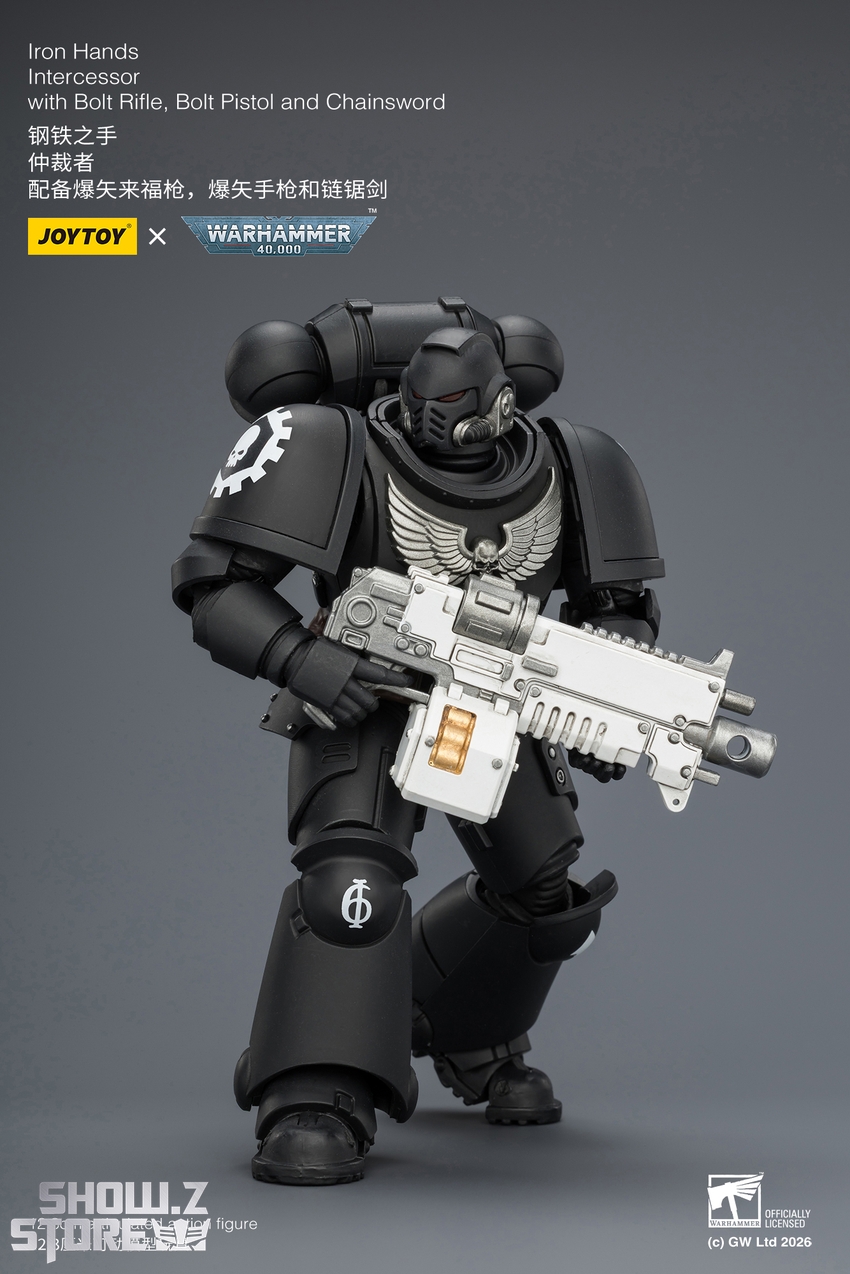 JoyToy JT03837 1/18 Warhammer 40K Iron Hands Intercessor with Bolt Rifle, Bolt Pistol and Chainsword - View 6 JoyToy JT03837 1/18 Warhammer 40K Iron Hands Intercessor with Bolt Rifle, Bolt Pistol and Chainsword - View 6