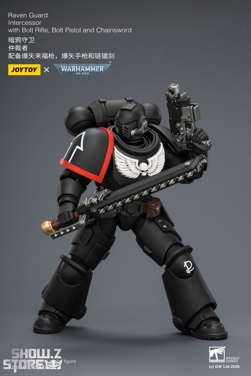 JoyToy JT03899 1/18 Warhammer 40K Raven Guard Intercessor with Bolt Rifle, Bolt Pistol and Chainsword - View 7 JoyToy JT03899 1/18 Warhammer 40K Raven Guard Intercessor with Bolt Rifle, Bolt Pistol and Chainsword - View 7