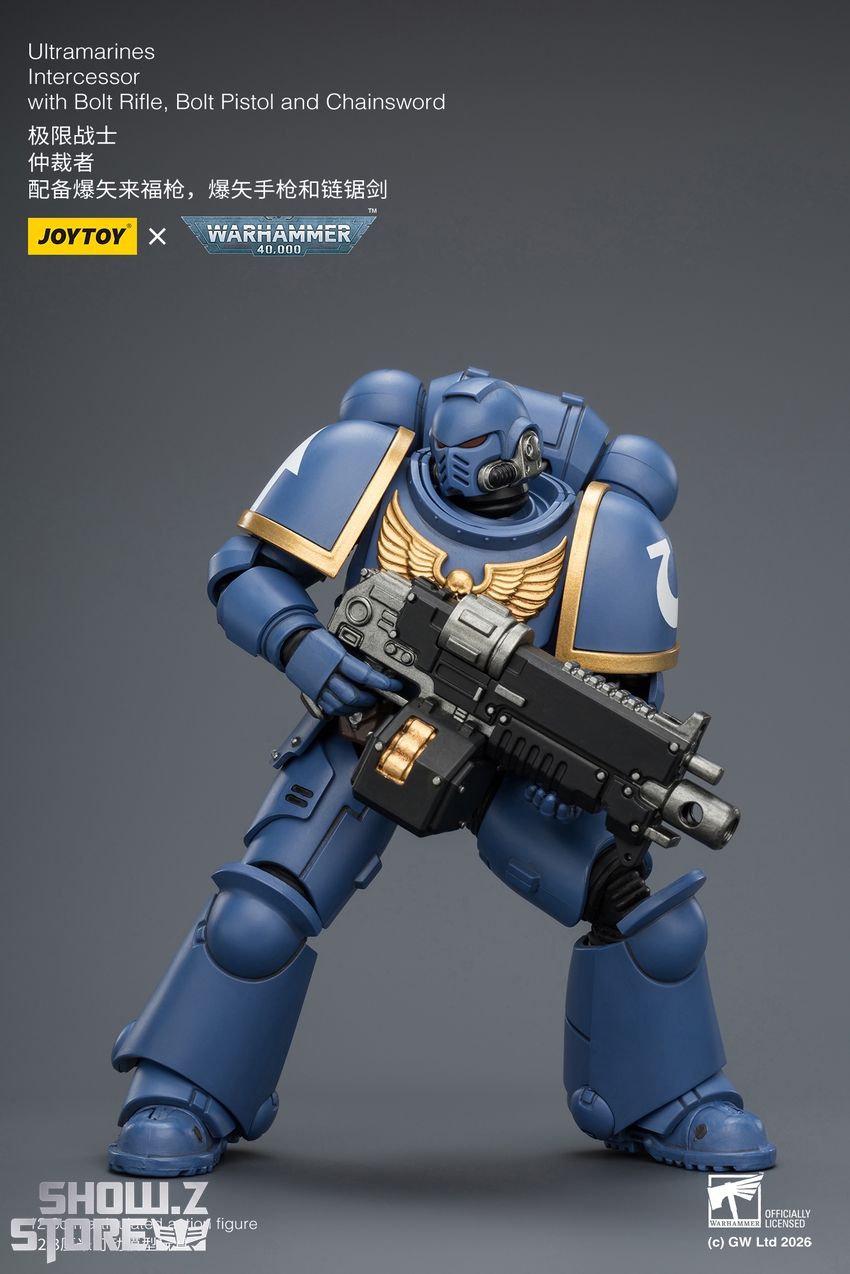 JoyToy JT03813 1/18 Warhammer 40K Ultramarines Intercessor with Bolt Rifle, Bolt Pistol and Chainsword - View 5 JoyToy JT03813 1/18 Warhammer 40K Ultramarines Intercessor with Bolt Rifle, Bolt Pistol and Chainsword - View 5