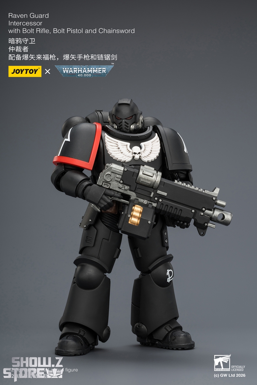 JoyToy JT03899 1/18 Warhammer 40K Raven Guard Intercessor with Bolt Rifle, Bolt Pistol and Chainsword - View 3 JoyToy JT03899 1/18 Warhammer 40K Raven Guard Intercessor with Bolt Rifle, Bolt Pistol and Chainsword - View 3