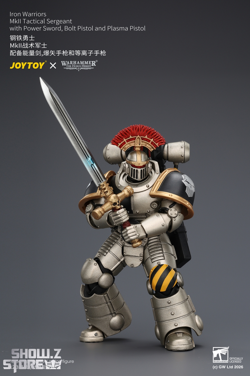 JoyToy JT04445 1/18 Warhammer The Horus Heresy Iron Warriors Mkll Tactical Sergeant with Power Sword, Bolt Pistol and Plasma Pistol - View 1 JoyToy JT04445 1/18 Warhammer The Horus Heresy Iron Warriors Mkll Tactical Sergeant with Power Sword, Bolt Pistol and Plasma Pistol - View 1