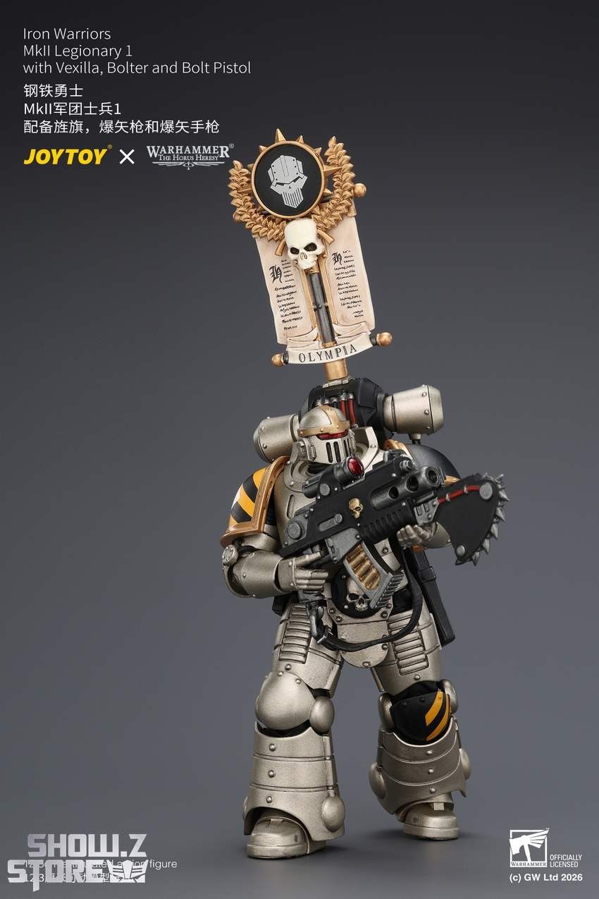 JoyToy JT04452 1/18 Warhammer The Horus Heresy Iron Warriors MkII Legionary1 with Vexilla, Bolter and Bolt Pistol - View 4 JoyToy JT04452 1/18 Warhammer The Horus Heresy Iron Warriors MkII Legionary1 with Vexilla, Bolter and Bolt Pistol - View 4