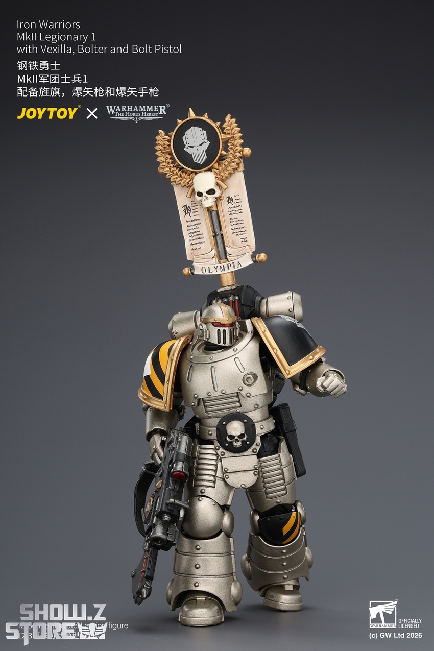 JoyToy JT04452 1/18 Warhammer The Horus Heresy Iron Warriors MkII Legionary1 with Vexilla, Bolter and Bolt Pistol - View 3 JoyToy JT04452 1/18 Warhammer The Horus Heresy Iron Warriors MkII Legionary1 with Vexilla, Bolter and Bolt Pistol - View 3
