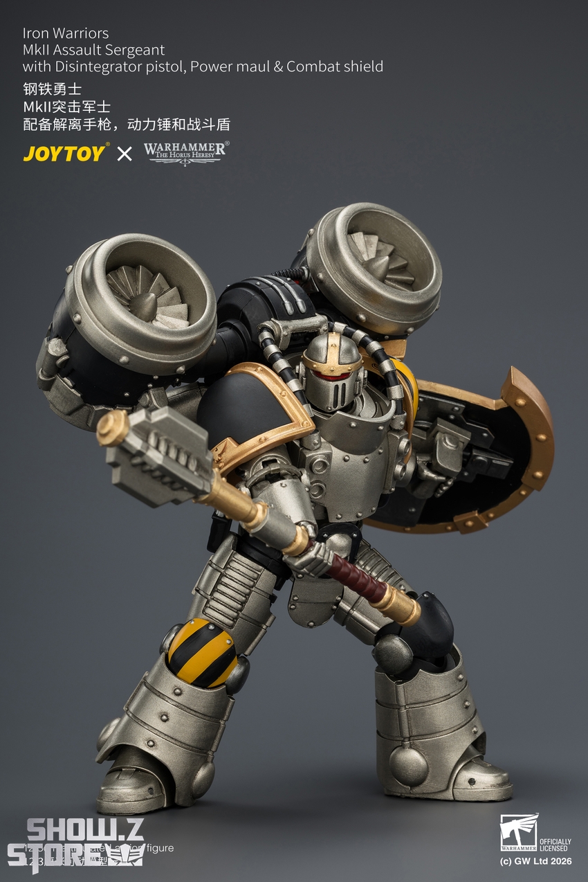 JoyToy JT04483 1/18 Warhammer The Horus Heresy Iron Warriors MkII Assault Sergeant with Disintegrator pistol, Power maul & Combat shield - View 5 JoyToy JT04483 1/18 Warhammer The Horus Heresy Iron Warriors MkII Assault Sergeant with Disintegrator pistol, Power maul & Combat shield - View 5