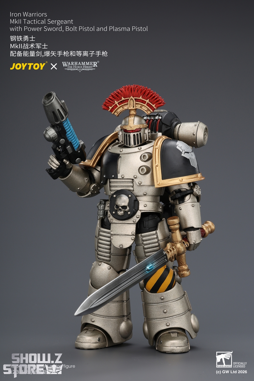 JoyToy JT04445 1/18 Warhammer The Horus Heresy Iron Warriors Mkll Tactical Sergeant with Power Sword, Bolt Pistol and Plasma Pistol - View 6 JoyToy JT04445 1/18 Warhammer The Horus Heresy Iron Warriors Mkll Tactical Sergeant with Power Sword, Bolt Pistol and Plasma Pistol - View 6