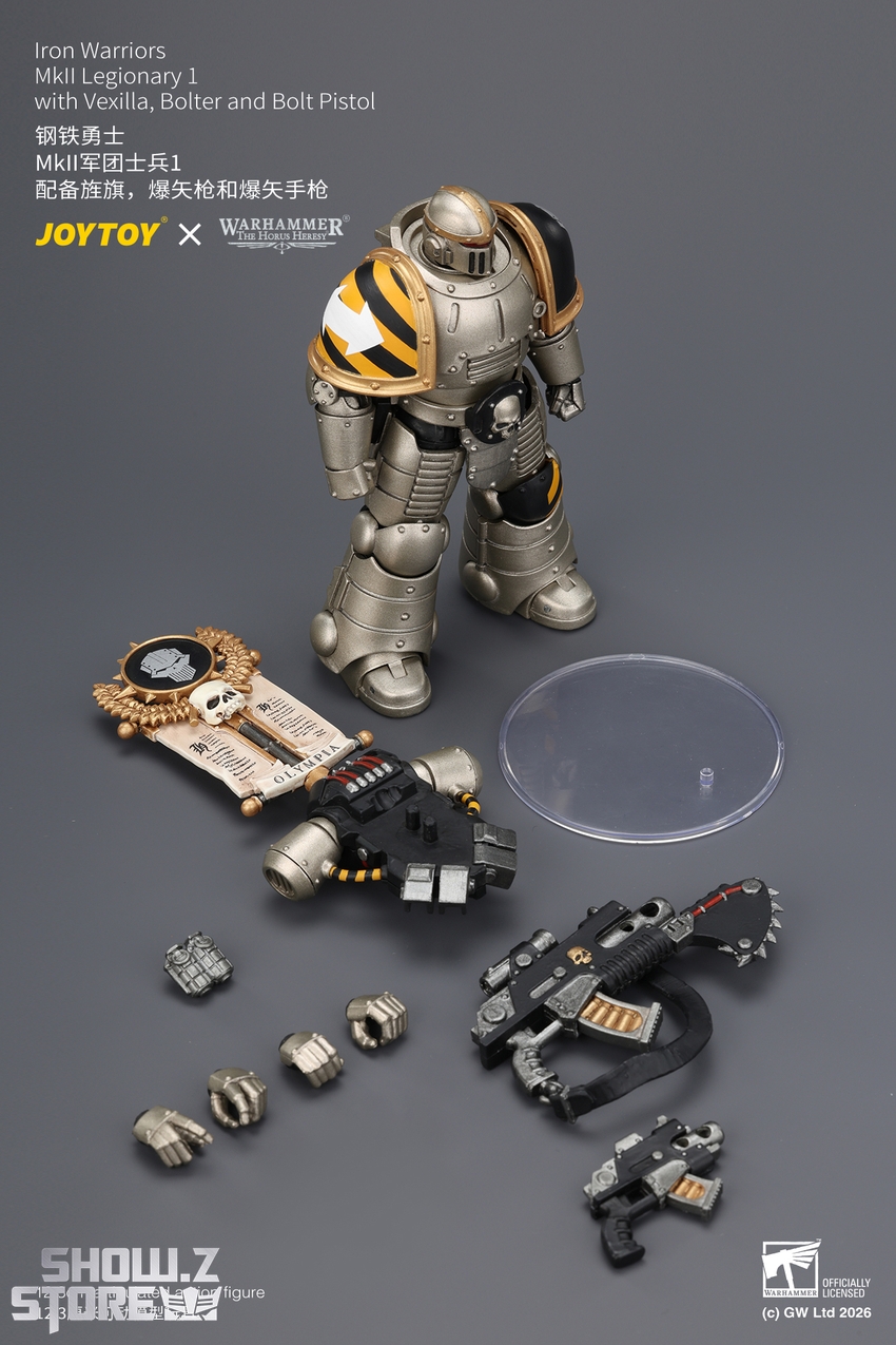 JoyToy JT04452 1/18 Warhammer The Horus Heresy Iron Warriors MkII Legionary1 with Vexilla, Bolter and Bolt Pistol - View 9 JoyToy JT04452 1/18 Warhammer The Horus Heresy Iron Warriors MkII Legionary1 with Vexilla, Bolter and Bolt Pistol - View 9