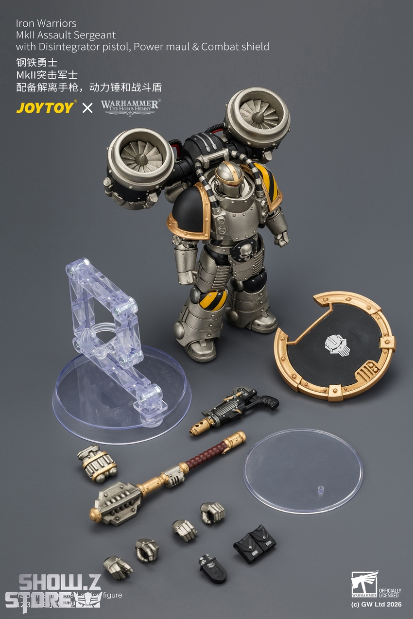 JoyToy JT04483 1/18 Warhammer The Horus Heresy Iron Warriors MkII Assault Sergeant with Disintegrator pistol, Power maul & Combat shield - View 10 JoyToy JT04483 1/18 Warhammer The Horus Heresy Iron Warriors MkII Assault Sergeant with Disintegrator pistol, Power maul & Combat shield - View 10