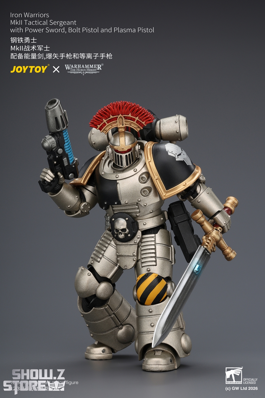 JoyToy JT04445 1/18 Warhammer The Horus Heresy Iron Warriors Mkll Tactical Sergeant with Power Sword, Bolt Pistol and Plasma Pistol - View 2 JoyToy JT04445 1/18 Warhammer The Horus Heresy Iron Warriors Mkll Tactical Sergeant with Power Sword, Bolt Pistol and Plasma Pistol - View 2