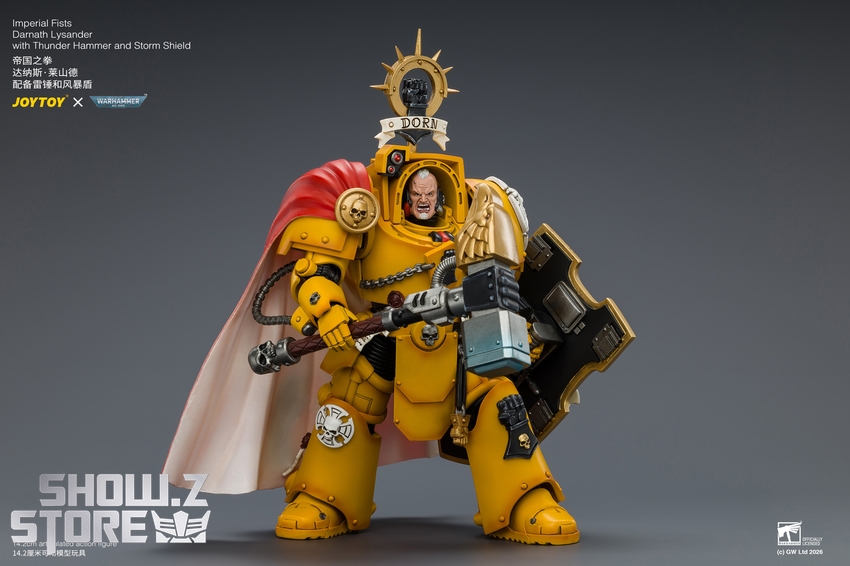 JoyToy JT04896 1/18 Warhammer 40K Imperial Fists Darnath Lysander with Thunder Hammer and Storm Shield - View 8 JoyToy JT04896 1/18 Warhammer 40K Imperial Fists Darnath Lysander with Thunder Hammer and Storm Shield - View 8