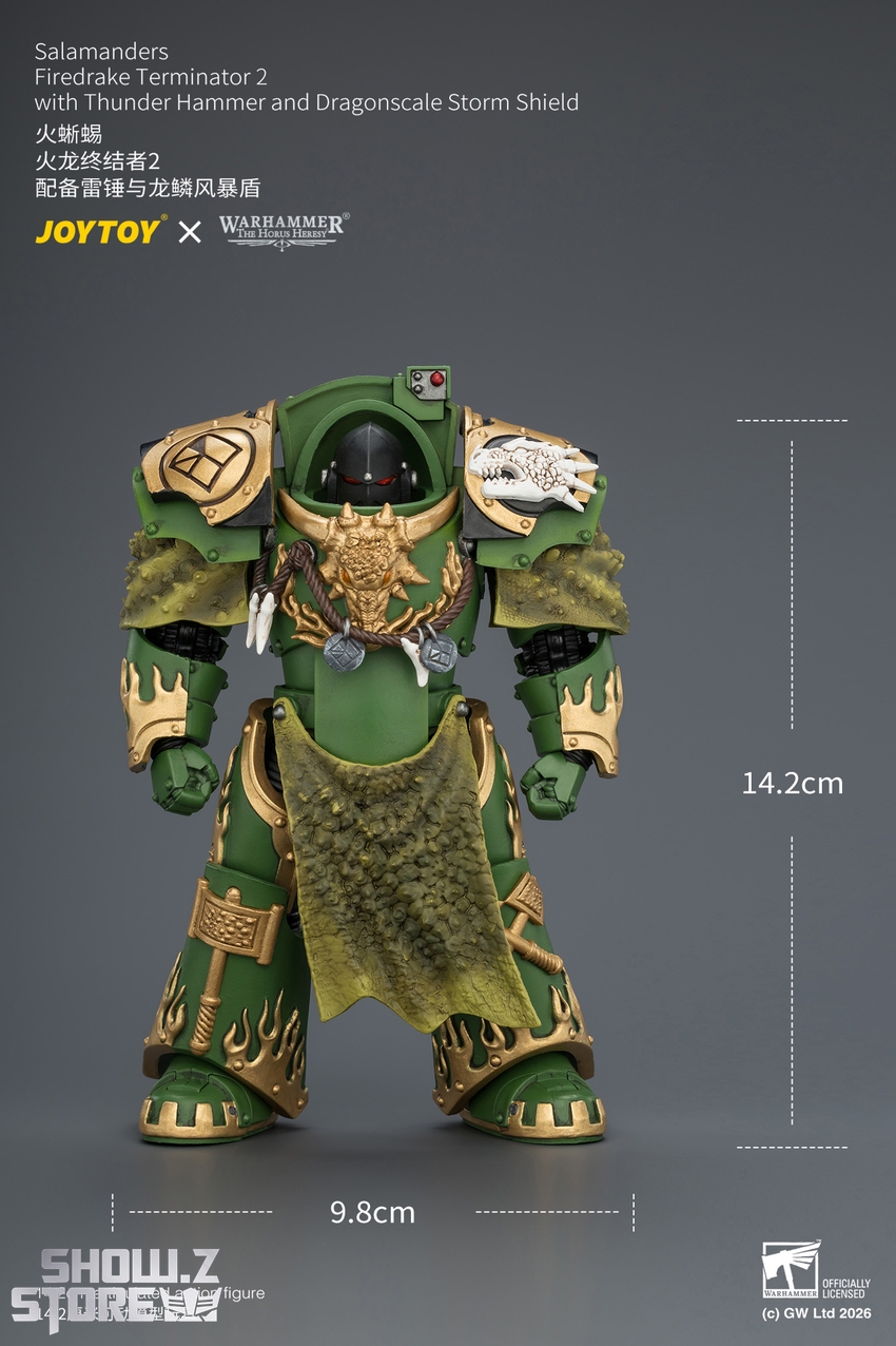 JoyToy JT04636 1/18 Warhammer The Horus Heresy Salamanders Firedrake Terminator 2 with Thunder Hammer and Dragonscale Storm Shield - View 9 JoyToy JT04636 1/18 Warhammer The Horus Heresy Salamanders Firedrake Terminator 2 with Thunder Hammer and Dragonscale Storm Shield - View 9